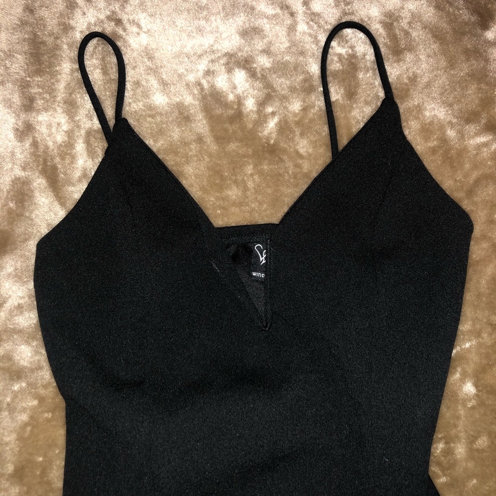 Black V Neck Bodysuit